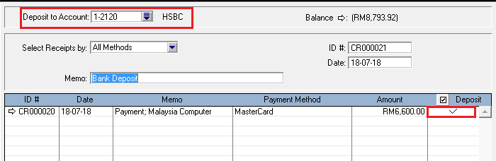 Prepare Bank Deposit and Payment Method – ABSS Support