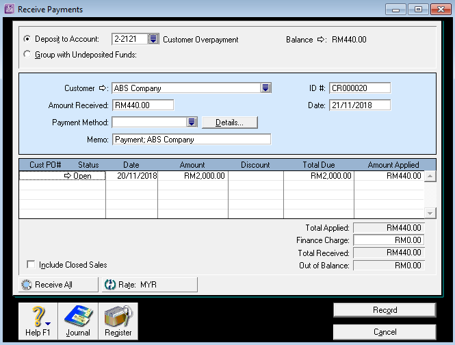 How To Record Customer Overpaid With Service Tax – ABSS Support